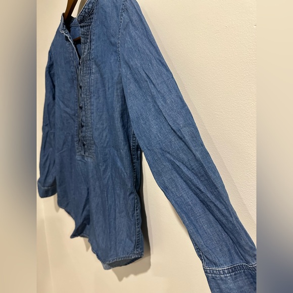 CHRISTOPHER & BANKS 100% Cotton Denim Peasant Boho Blouse Size S - Picture 3 of 5